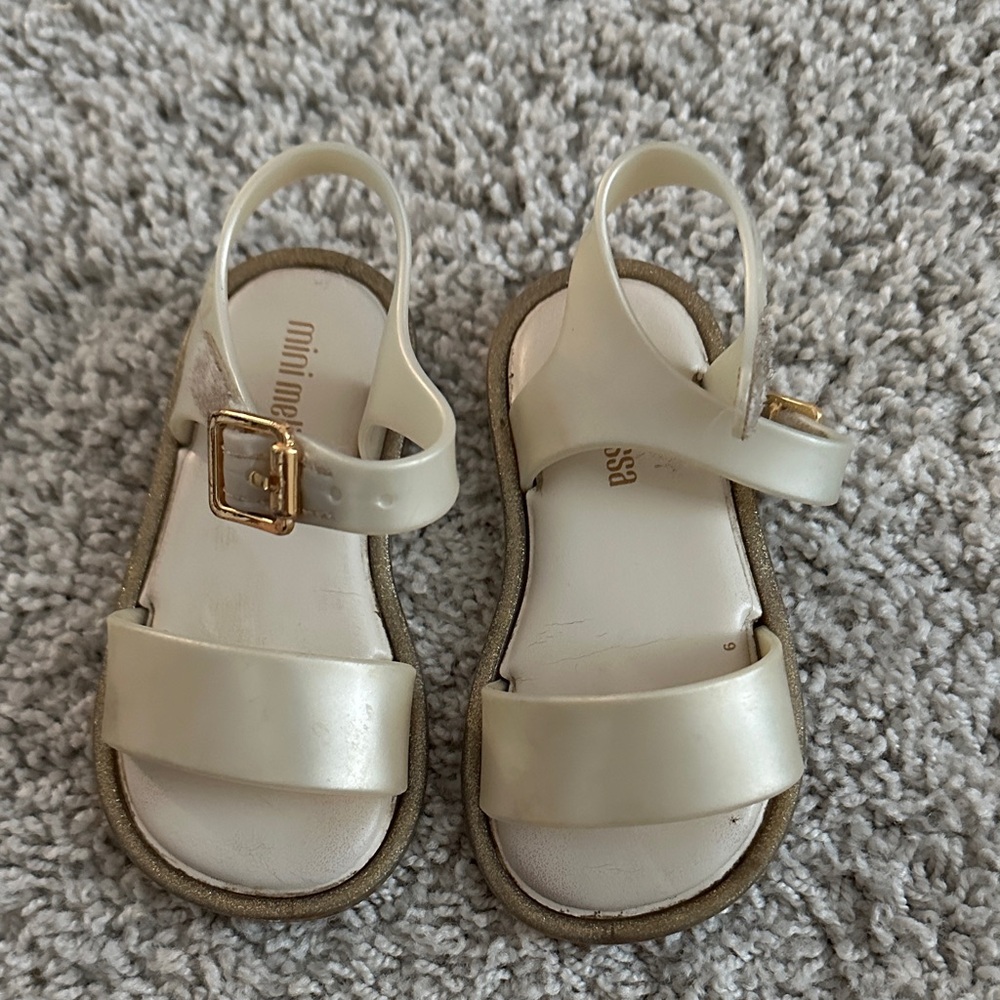 Mini Melissa Pink and Cream Kids Sandals - Picture 2 of 5